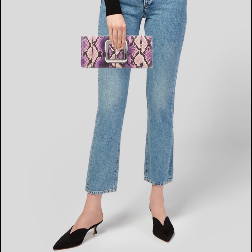 Michael Kors Purple Snakeskin Sutton Clutch - Picture 2 of 7